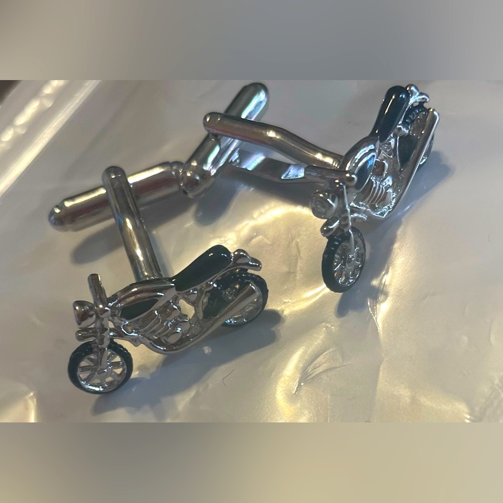 Cuff Links Silver Tone NEW Motorcycle